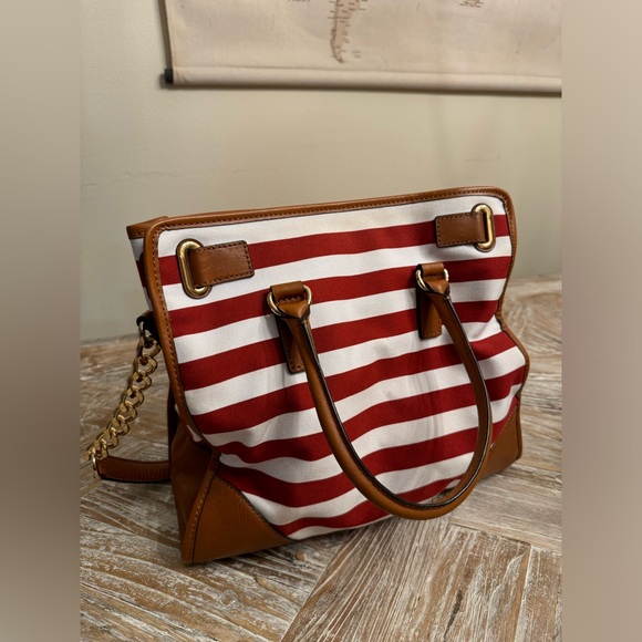 Michael Kors Hamilton Red Striped Purse - Picture 2 of 9